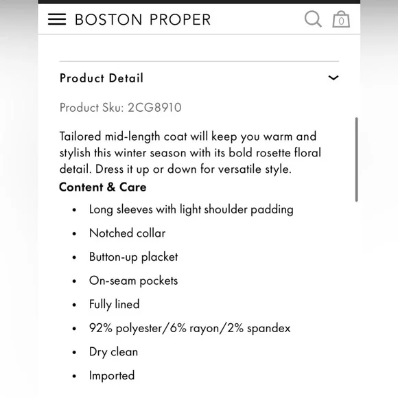 Rosette Mid Length Tailored Coat - Picture 6 of 12